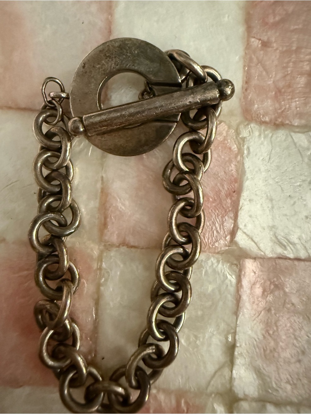 Chunky Toggle Chain Bracelet in Antique Silver Tone